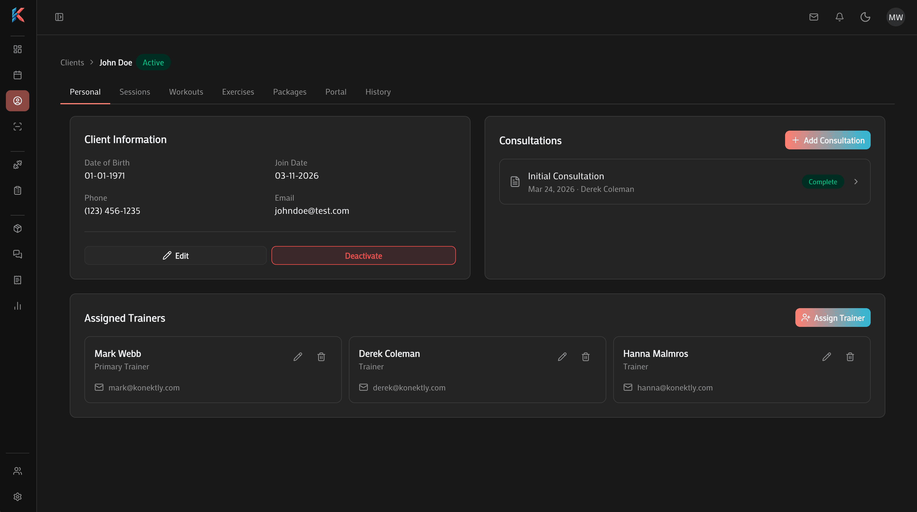 Client personal details
