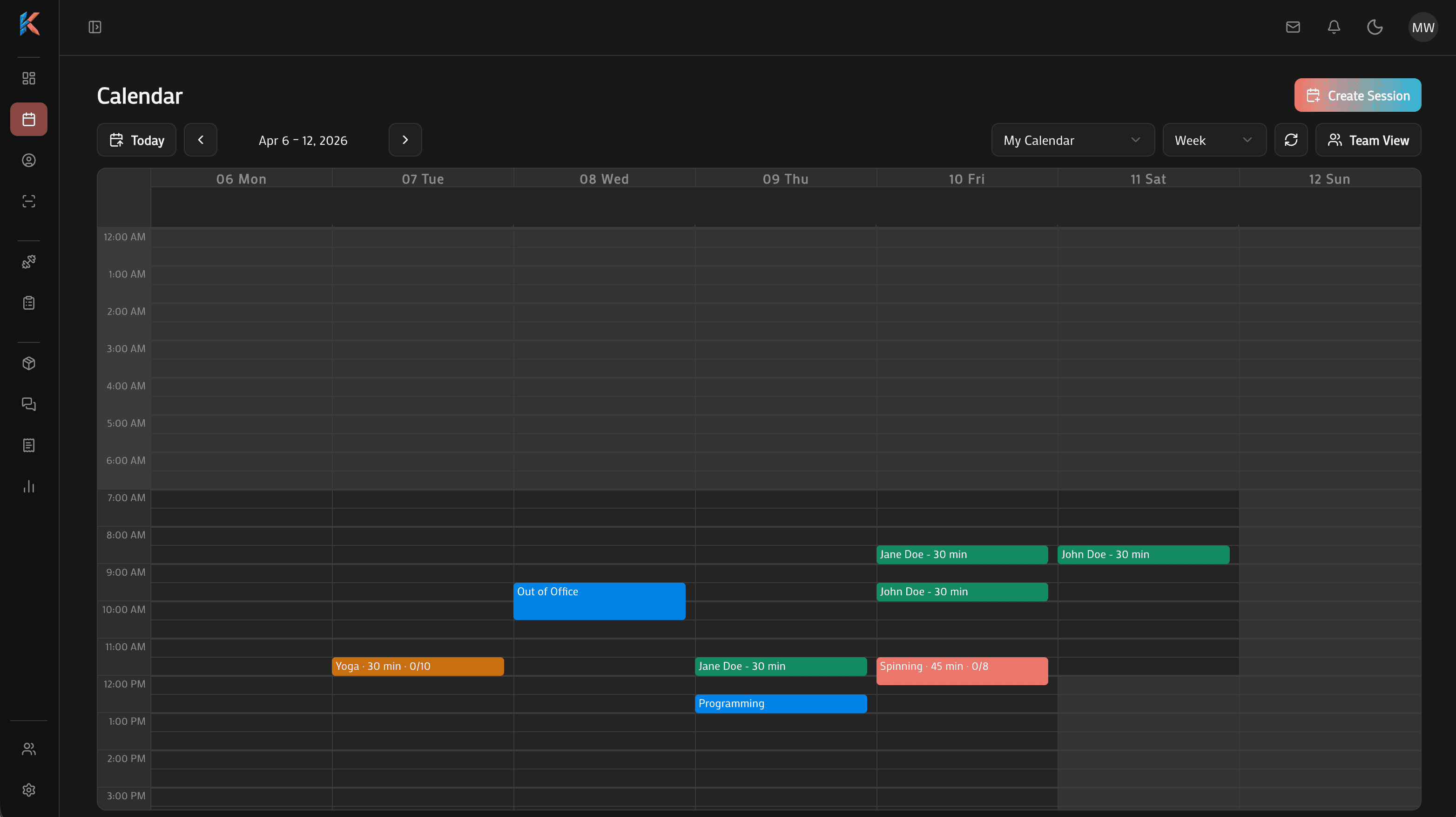 Calendar view